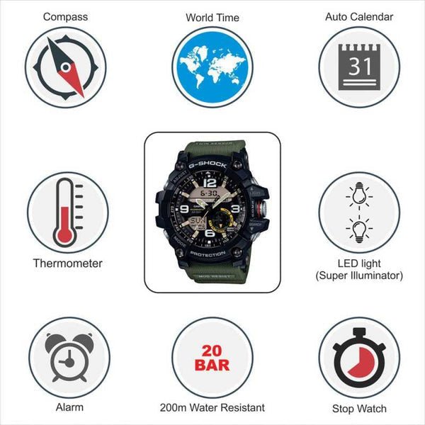 Analog-Digital Black Dial Men's Watch-GG-B100-1ADR (G972) - Image 6